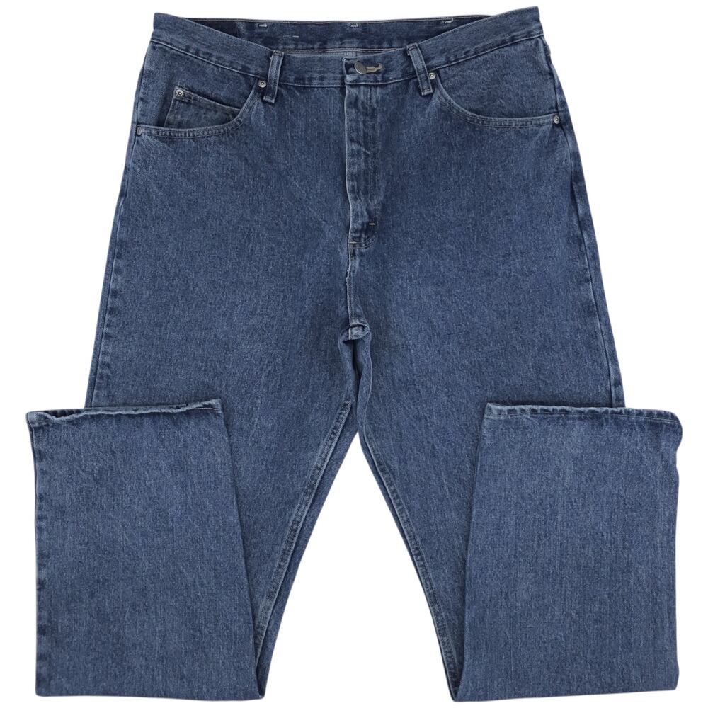 Wrangler Jeans Mens 36x34 Blue Relaxed Fit Comfort Denim Mid Wash Baggy - Picture 2 of 12